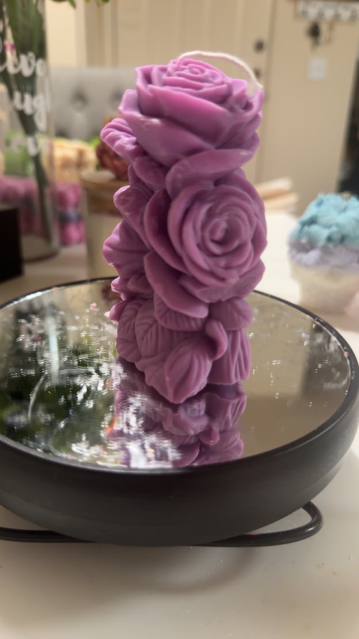 Lavender Bloom Sculpted Candle – Soft Floral – Lotus & Flame Crafts