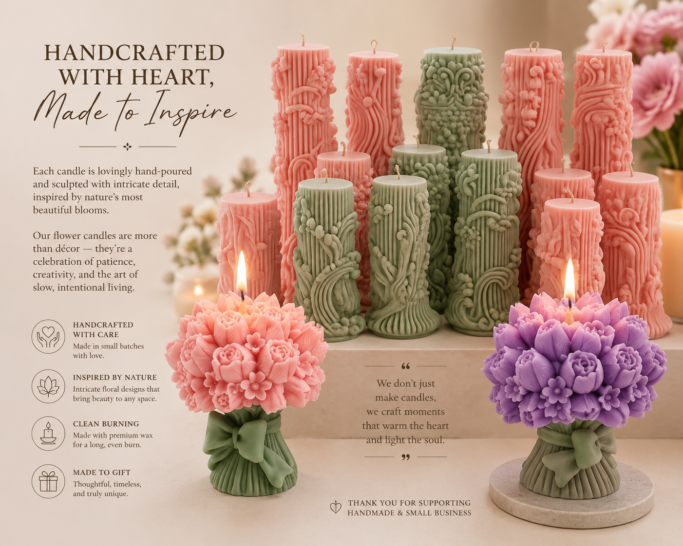 Mint Veil Pillar Candles