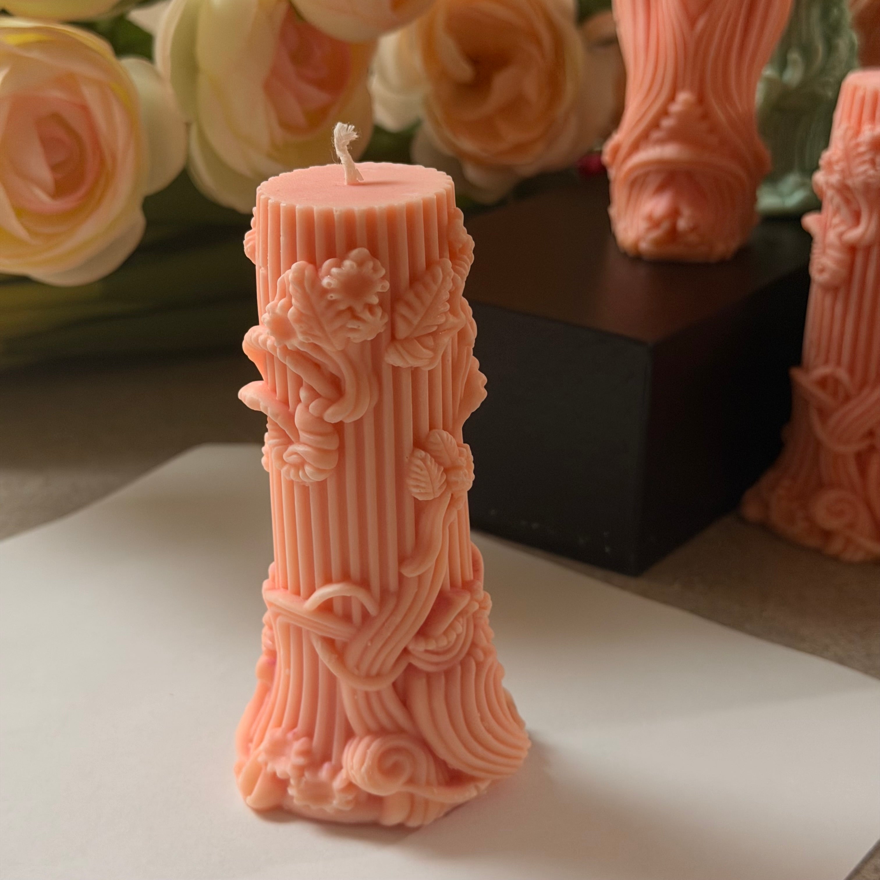Ivory Petal Pillar Candles