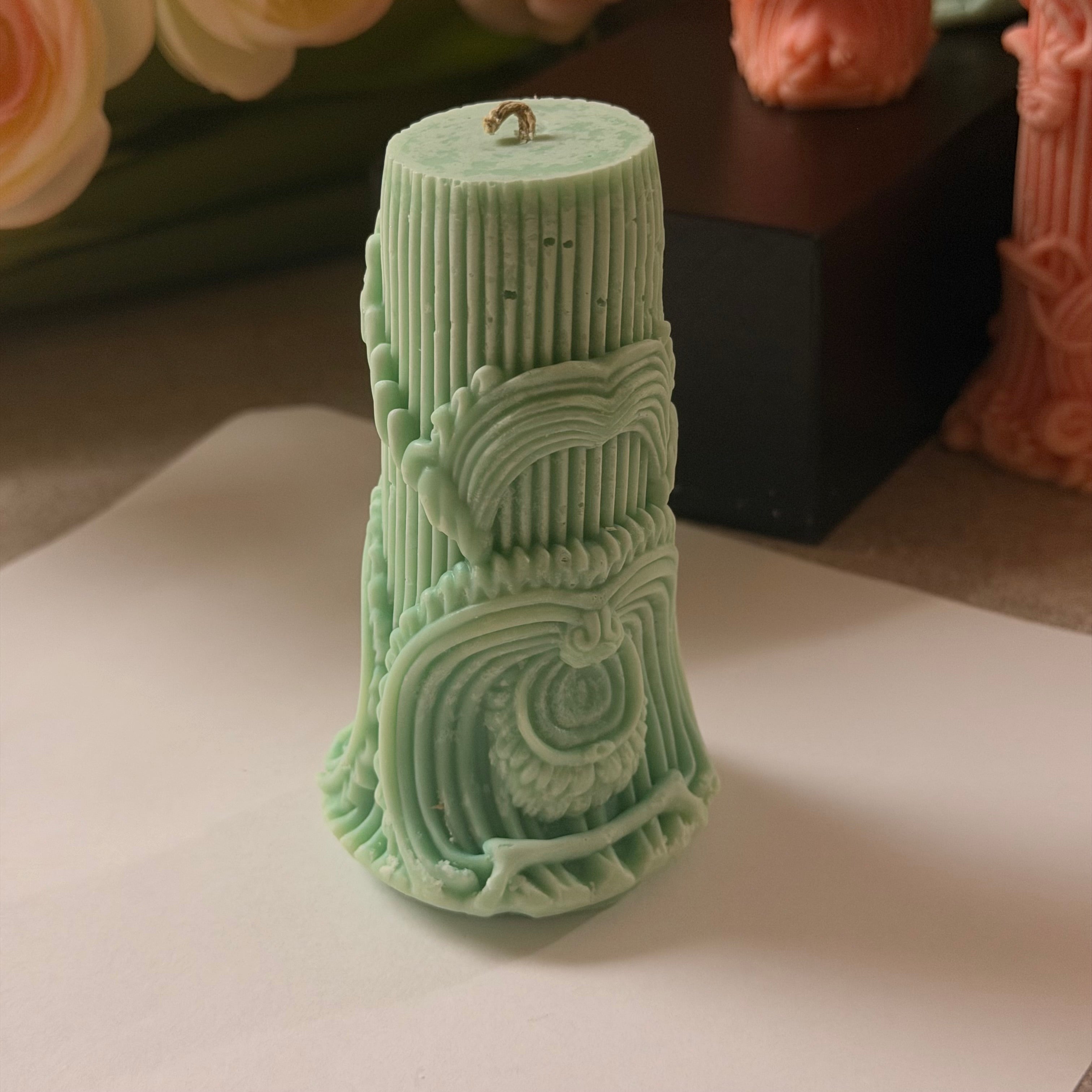 Mint Veil Pillar Candles