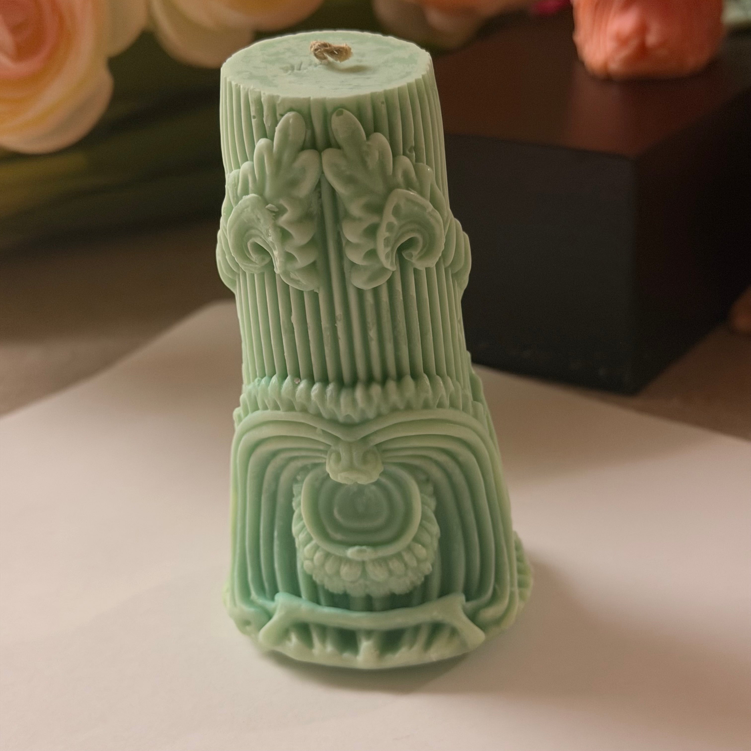 Mint Veil Pillar Candles