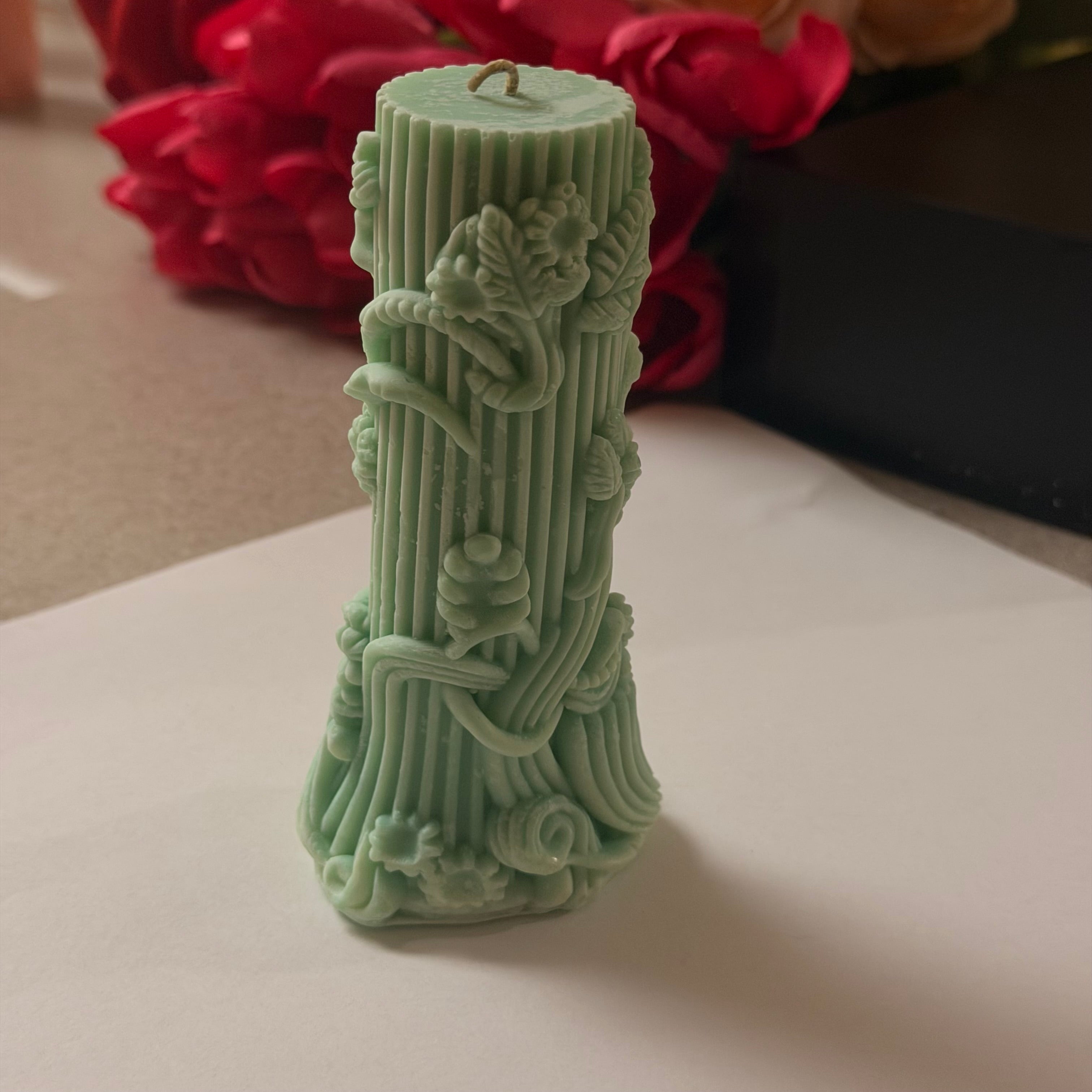 Mint Veil Pillar Candles
