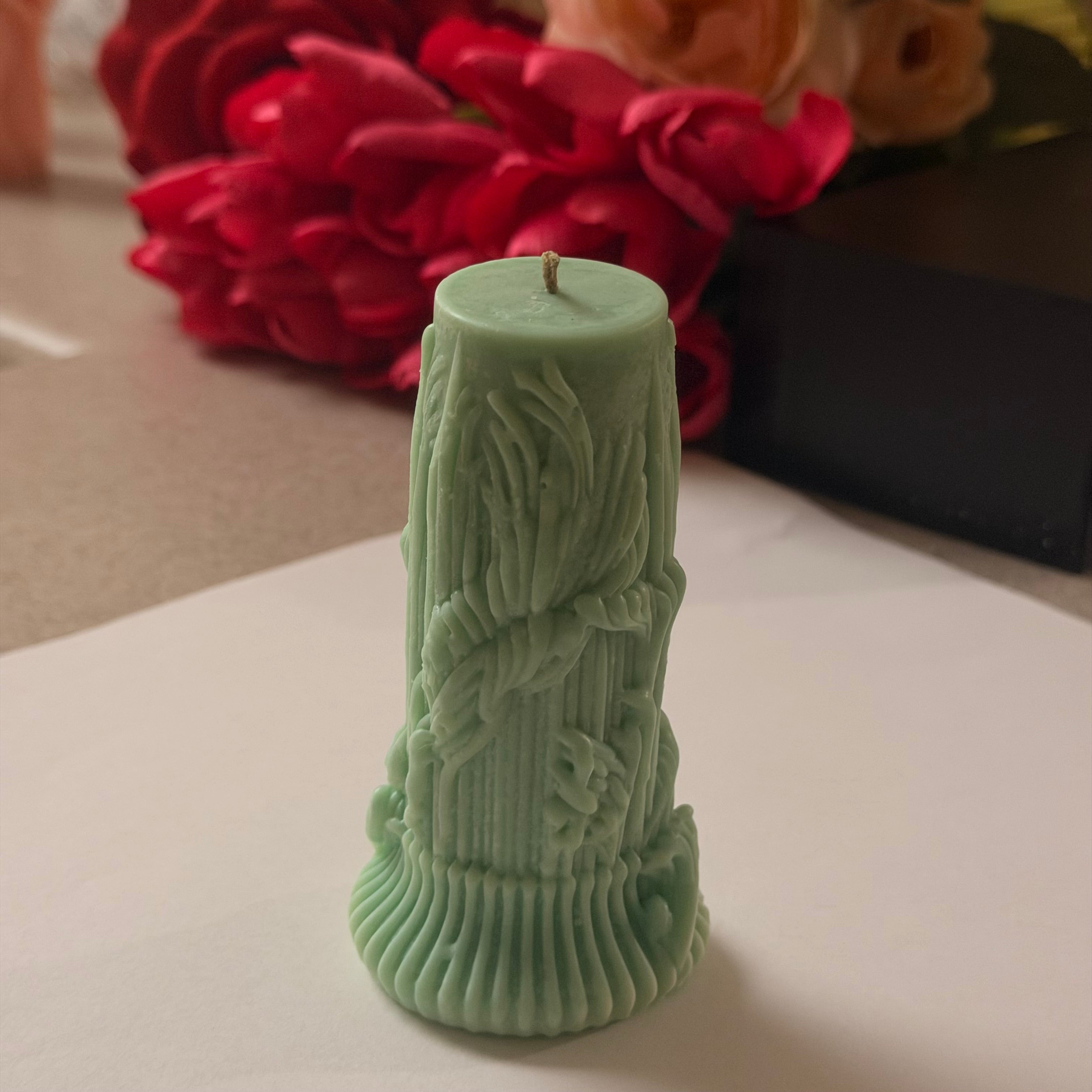 Mint Veil Pillar Candles